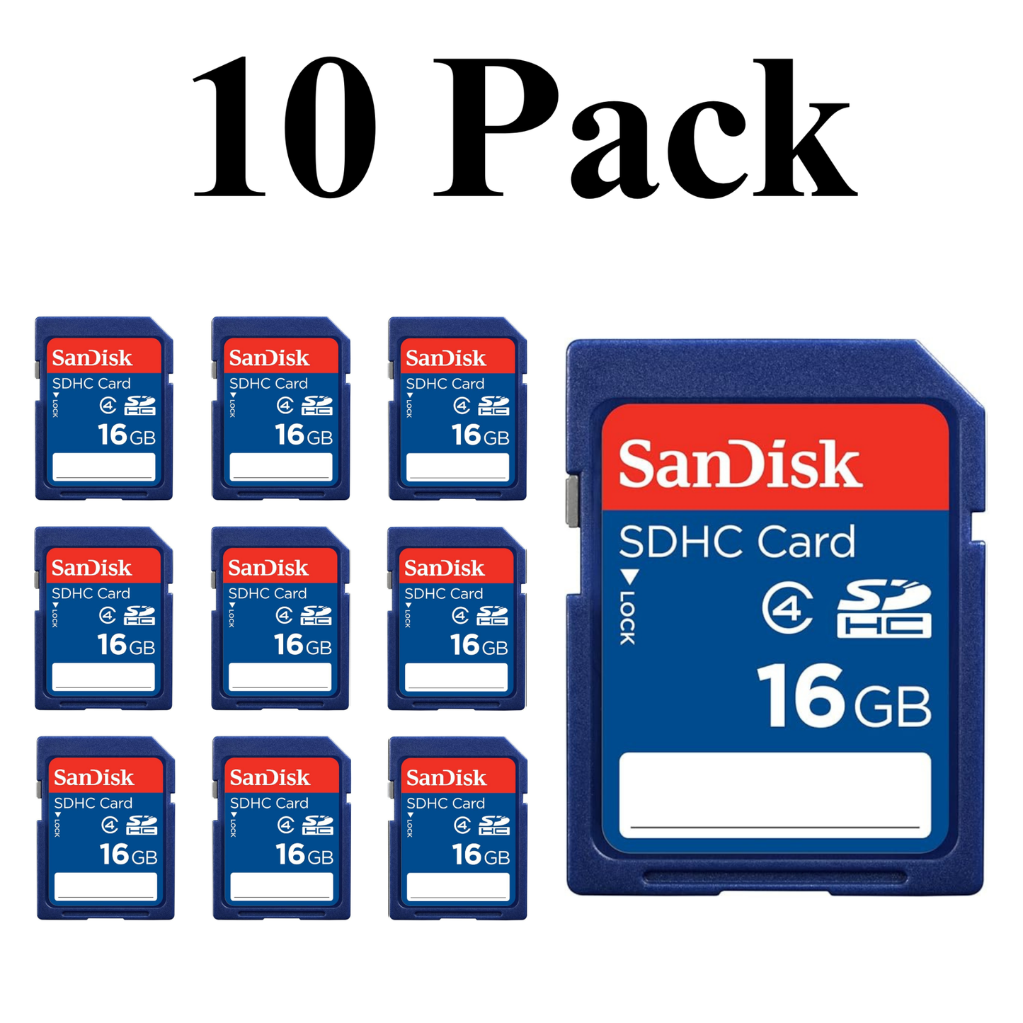 10 Pack SanDisk Class 4 SDXC Flash Memory Card 16GB – bulk reliable SDXC memory cards with Class 4 speed for everyday storage and media