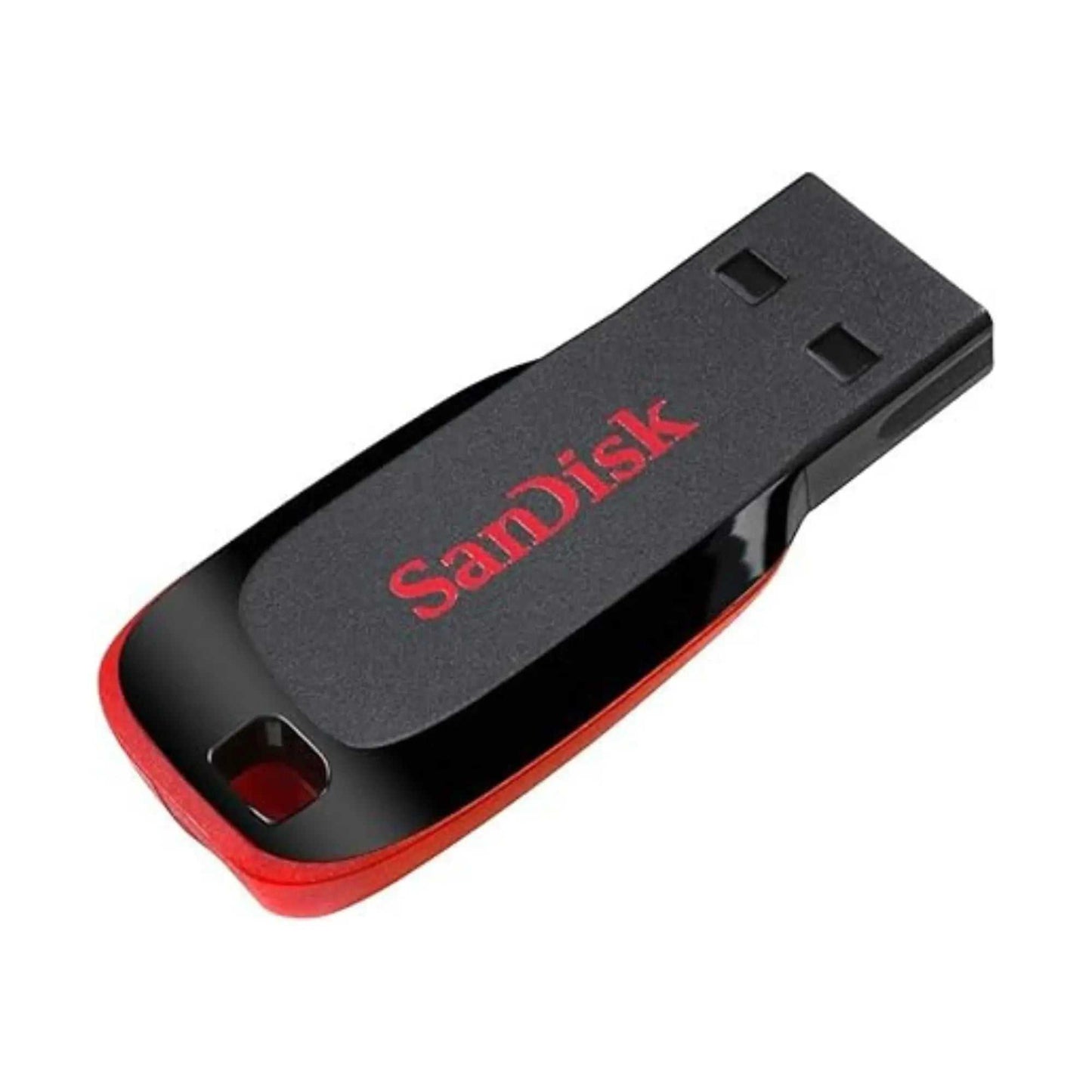 SanDisk Cruzer Blade USB 2.0 flash drive with compact design and password protection.