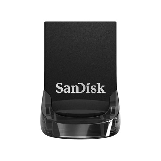SanDisk Ultra Fit USB 3.2 Gen 1 Flash Drive, compact design, up to 400MB/s transfer speeds, 256GB storage, password protection.