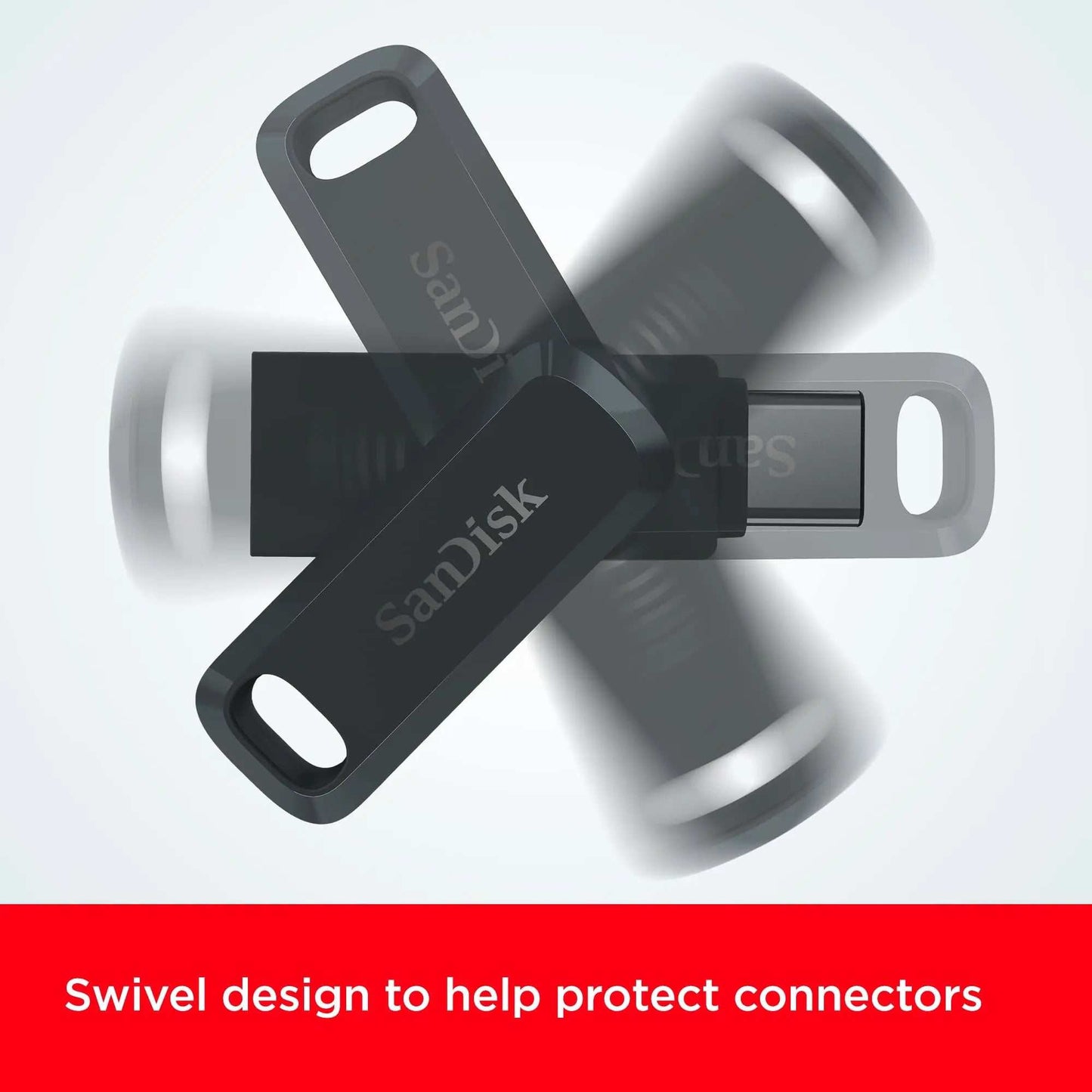 SanDisk Ultra Dual Drive Go USB Type-C Flash Drive with swivel design, versatile storage solution.