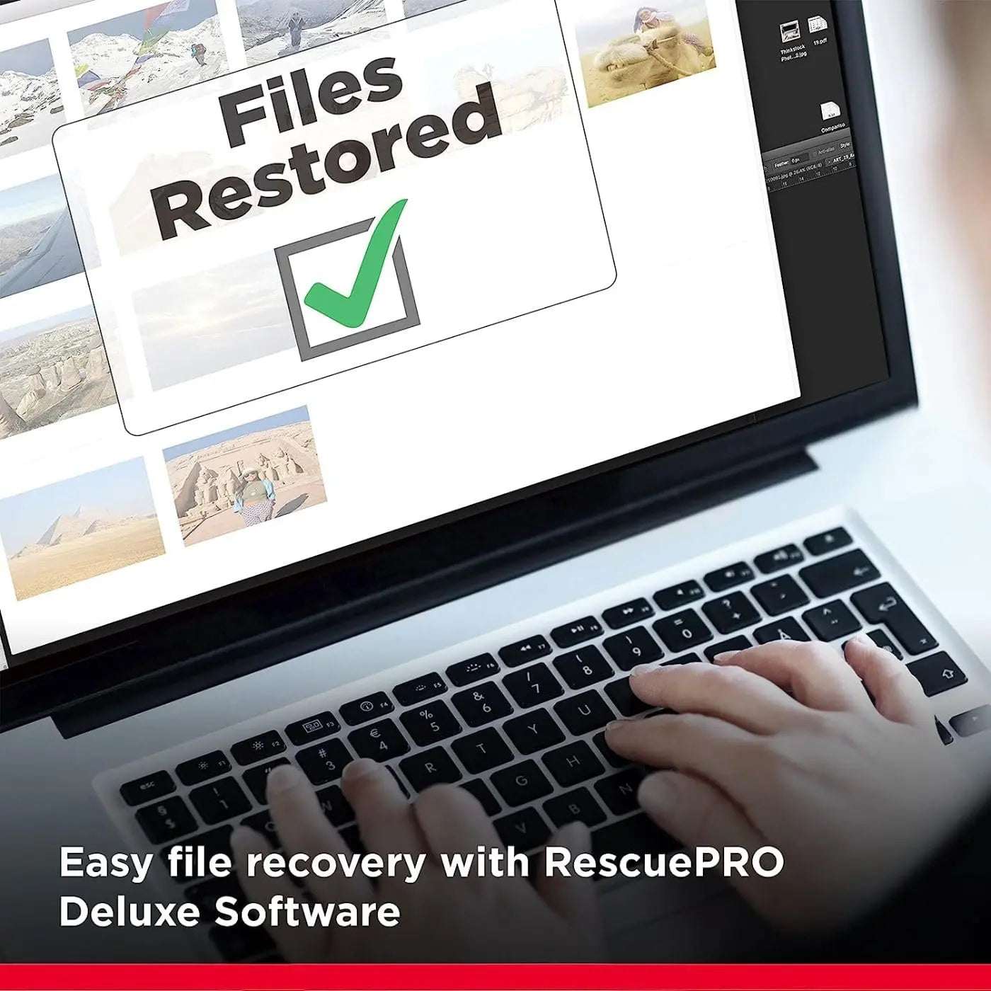 SanDisk Ultra Fit USB 3.2 Gen 1 flash drive with file recovery interface on laptop screen.