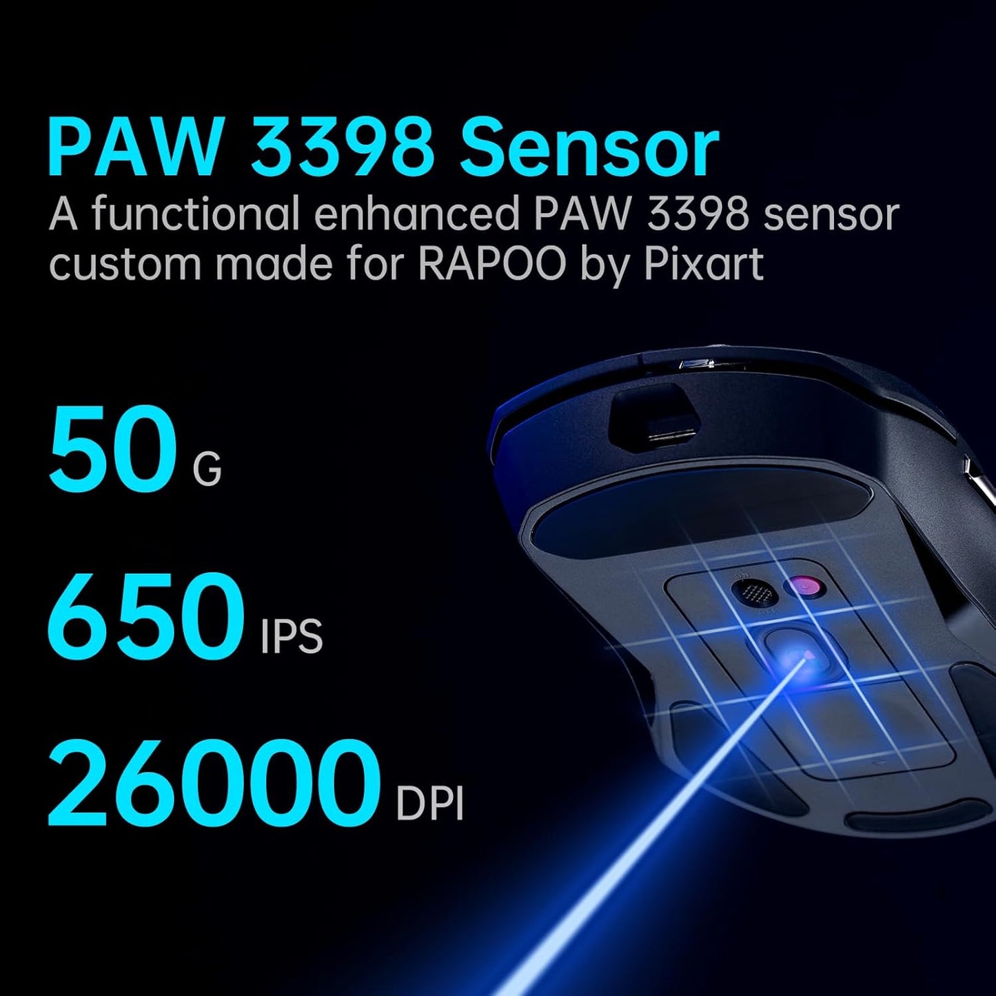 RAPOO VT9Pro Wireless, Gaming Mouse 26K DPI Lightweight Esports Mouse with 10 Buttons