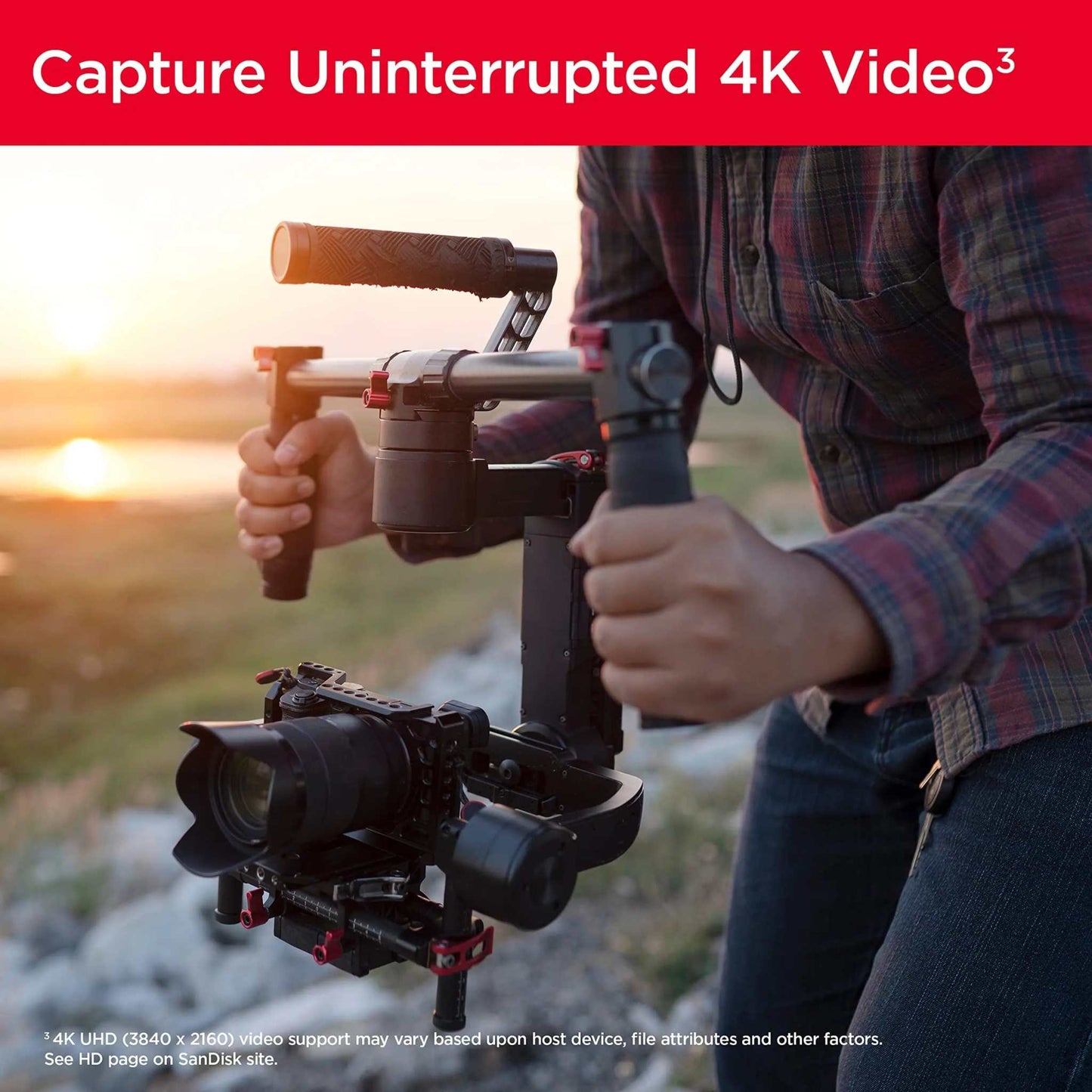 SanDisk Extreme SDXC Memory Card for uninterrupted 4K video capture.