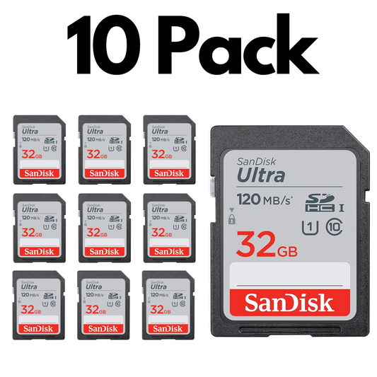 10 Pack SanDisk Extreme SDXC UHS-I, Bulk SD Cards for DSLR Cameras, 4K Video and Photography-32GB