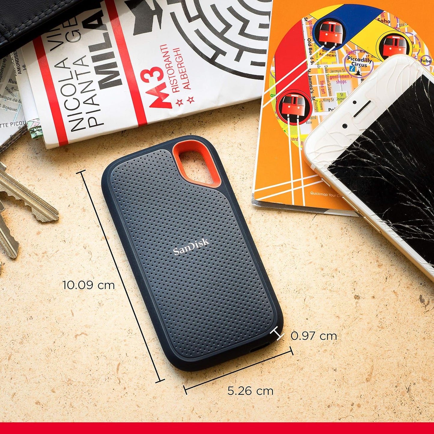 SanDisk Extreme Portable SSD USB-C, Solid State Drive up to 1050MB/s for Fast Storage and Backup