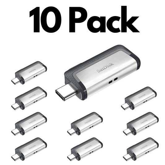 10 Pack SanDisk Ultra Dual Drive USB Type-C USB 3.1, Bulk Flash Drives for Smartphones and PCs