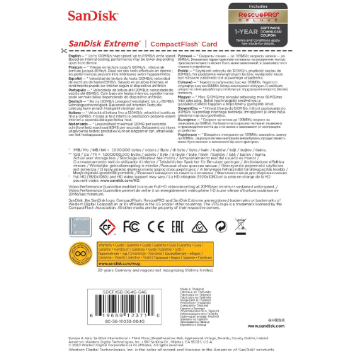 SanDisk Extreme CompactFlash, Memory Card for DSLR Cameras, Photography and 4K Video