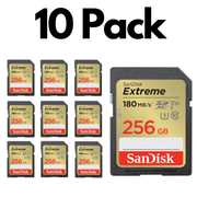 10 Pack SanDisk Extreme SDXC UHS-I SD Memory Card – U3, V30, C10, 4K UHD Compatible