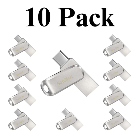 10 Pack SanDisk Ultra Dual Drive Luxe USB Type-C – premium dual interface USB-C flash drives, bulk pack for fast and stylish data storage and transfer