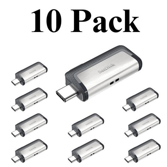 10 Pack SanDisk Ultra Dual Drive USB Type-C USB 3.1 – high-speed dual interface flash drives, USB-C and USB 3.1, bulk pack for fast data transfer and storage