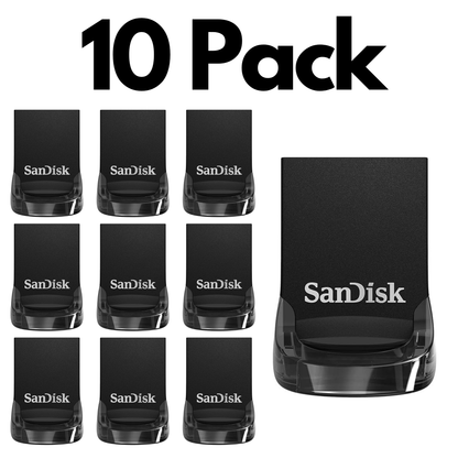 10 Pack SanDisk Ultra Fit USB 3.2 Gen 1, Bulk Flash Drives for Compact Storage and Fast Transfers