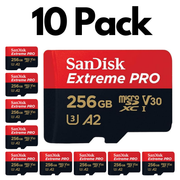 10 Pack SanDisk Extreme PRO microSDXC UHS-I Memory Card with SD Adapter – U3, A2, C10, 4K UHD