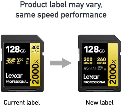 Lexar Professional 2000x 128GB SDXC UHS-II, SD Card up to 300MB/s for DSLR and Cinema-Quality Video