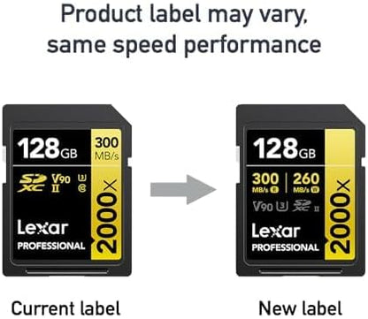Lexar Professional 2000x 128GB SDXC UHS-II, SD Card up to 300MB/s for DSLR and Cinema-Quality Video