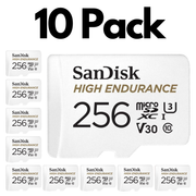 10 Pack SanDisk High Endurance Video microSDXC UHS-I Memory Card with SD Adapter – U3, C10, V30