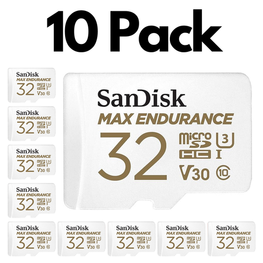 10 Pack SanDisk MAX Endurance microSDXC, Bulk Micro SD Cards for Dash Cams and Home Security-32GB