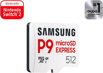 Carte mémoire microSD Express Samsung P9 Express microSDXC – Jusqu'à 800 Mo/s, U3, C10