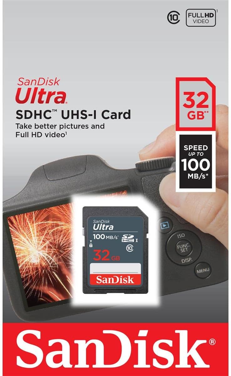 10 Pack SanDisk Ultra SDHC UHS-I SD Memory Card - C10, Full HD Video Compatible