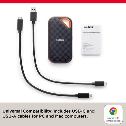 SSD portable SanDisk Extreme PRO - Jusqu'à 2 000 Mo/s - USB-C, USB 3.2 Gen 2x2, résistance à l'eau et à la poussière IP65, micrologiciel mis à jour - Disque SSD externe 