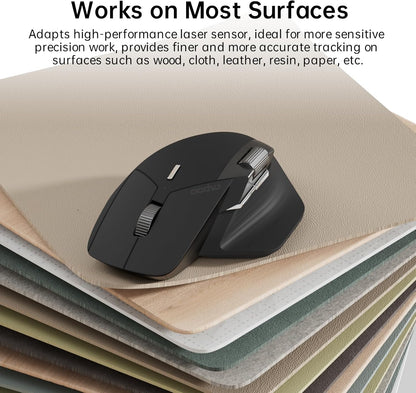 RAPOO MT760 Wireless Bluetooth Mouse - Bluetooth 5.0/2.4GHz Multi-Mode Connection Multi-Device Computer Mouse, M+ Cross Computer Technology, 11 Programmable Buttons, 90 Days Battery Life, Black