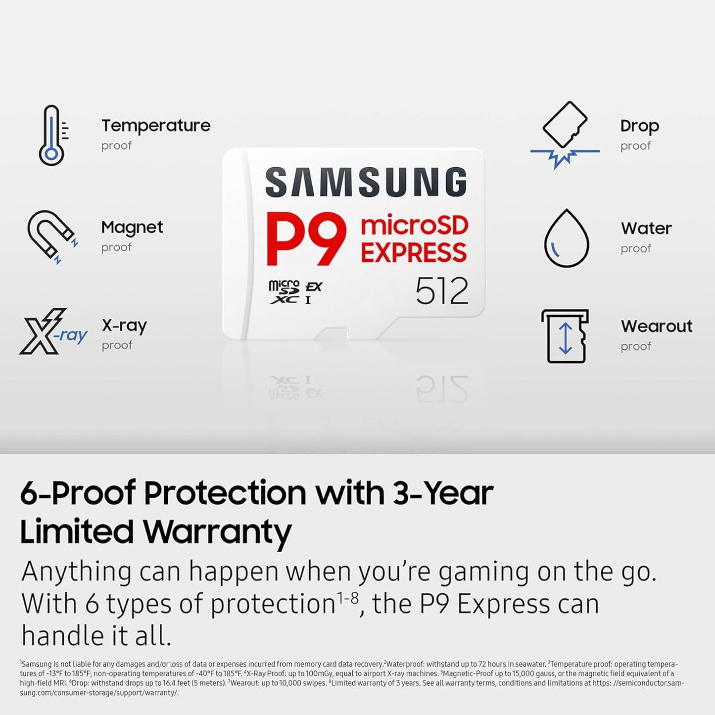 Carte mémoire microSD Express Samsung P9 Express microSDXC – Jusqu'à 800 Mo/s, U3, C10