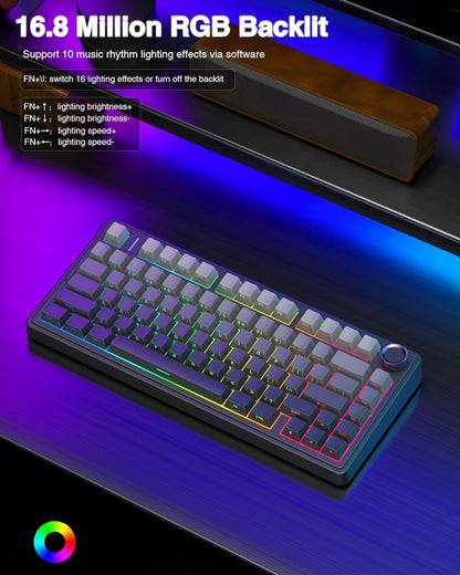 Keyboard with RGB backlighting on a dark background