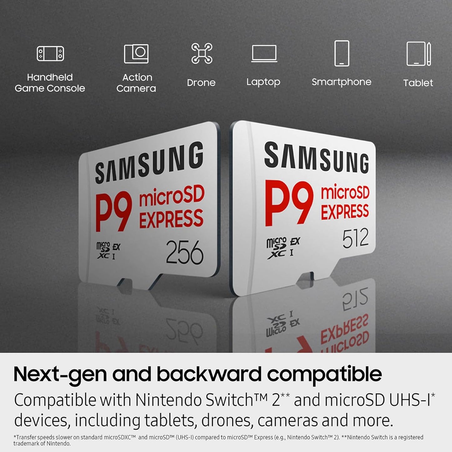 Carte mémoire microSD Express Samsung P9 Express microSDXC – Jusqu'à 800 Mo/s, U3, C10
