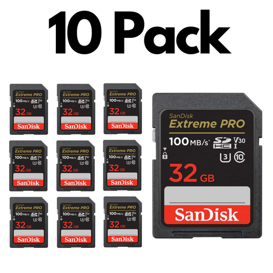 10 Pack SanDisk Extreme PRO SDXC UHS-I, Bulk SD Cards for Professional Photography and 4K Video-32GB