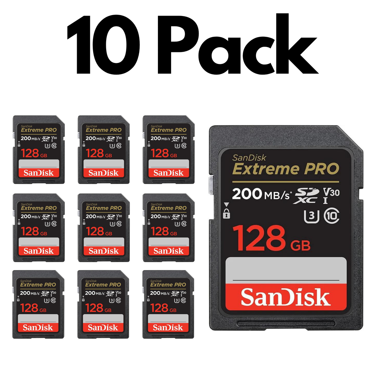 Extreme PRO 128GB SDXC 10 pack – 10 pack of cards