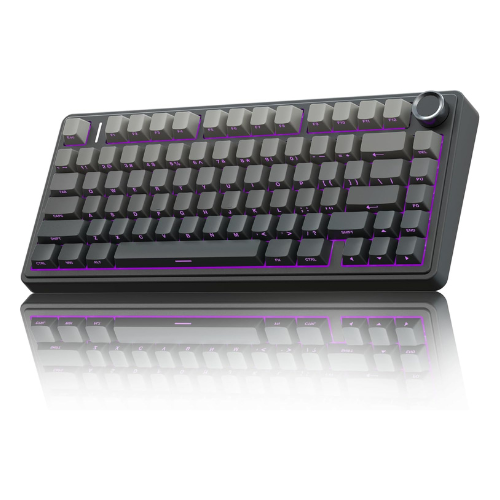 Mechanical keyboard with RGB backlighting on a reflective surface
