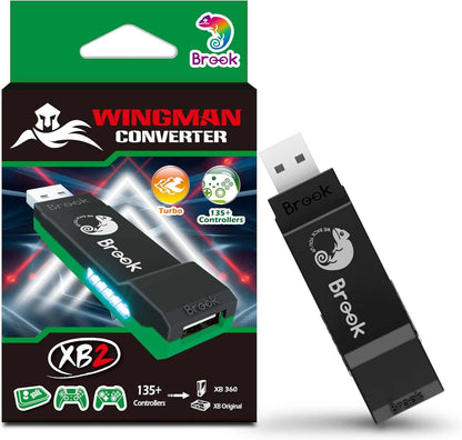 Brook Wingman XB-2 Wireless Controller Adapter for Xbox Retro Consoles and PC with Remap and Adjustable Turbo Features
