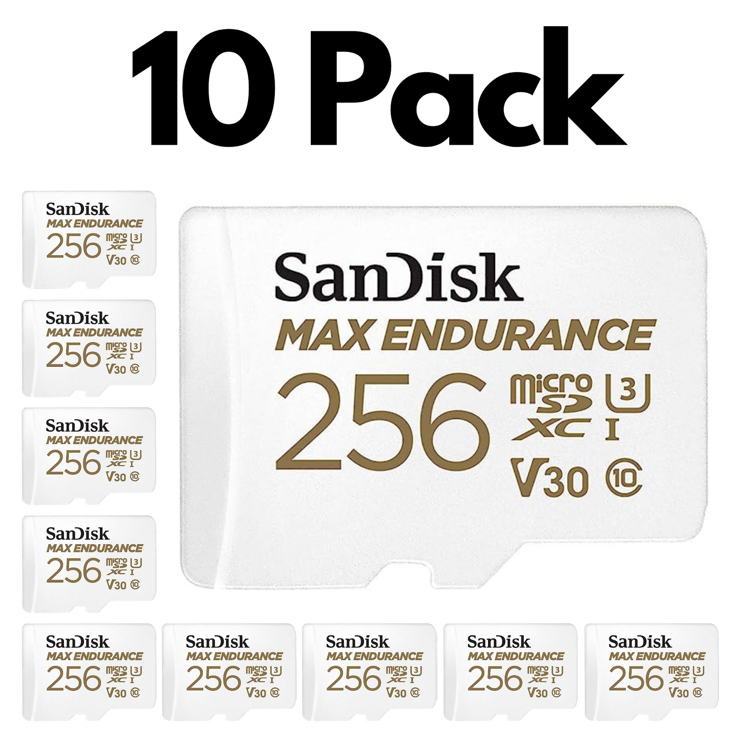 10 Pack SanDisk MAX Endurance microSDXC, Bulk Micro SD Cards for Dash Cams and Home Security