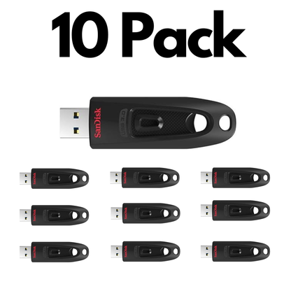 10 Pack SanDisk Ultra USB 3.0, Bulk Flash Drives for Fast File Transfers, Storage and Everyday Use