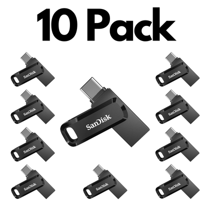 10 Pack SanDisk Ultra Dual Drive Go USB Type-C, Flash Drive for Smartphones, Tablets and USB-C Devices