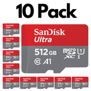 10 Pack SanDisk Ultra microSDXC UHS-I Memory Card with SD Adapter – C10, A1, Full HD