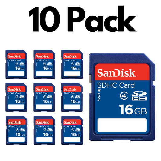 10 Pack SanDisk Class 4 SDXC, Bulk SD Cards for Digital Cameras, Camcorders and Everyday Photography-16GB
