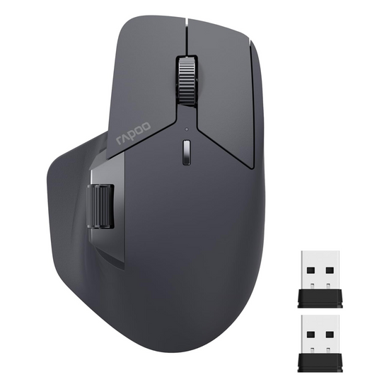 Rapoo MT760 wireless Bluetooth mouse with Bluetooth 5.0 and 2.4GHz multi-mode connection, 11 programmable buttons, 90 days battery life, black