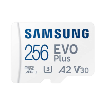 Samsung EVO Plus microSD Memory Card with Adapter UHS-1 SDR104 – 256GB microSDXC Memory Card