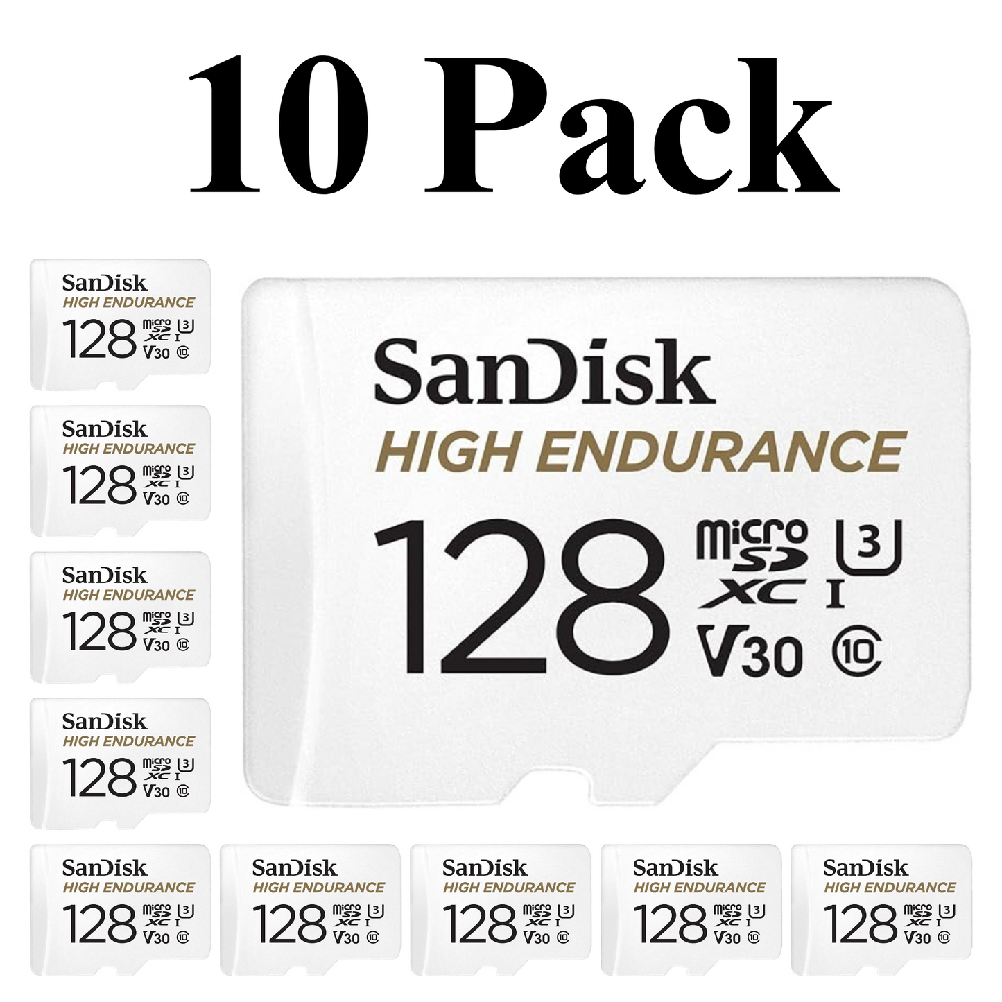 SanDisk High Endurance Video MicroSDXC Card 128GB 10-Pack - High-Performance Memory Card for Video Recording