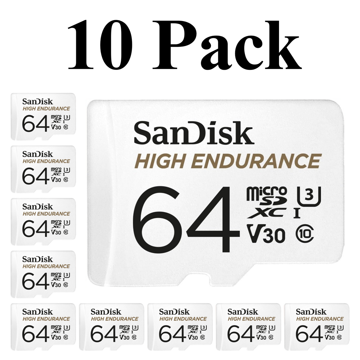 10-Pack SanDisk High Endurance Video microSDXC Cards (32 GB–256 GB