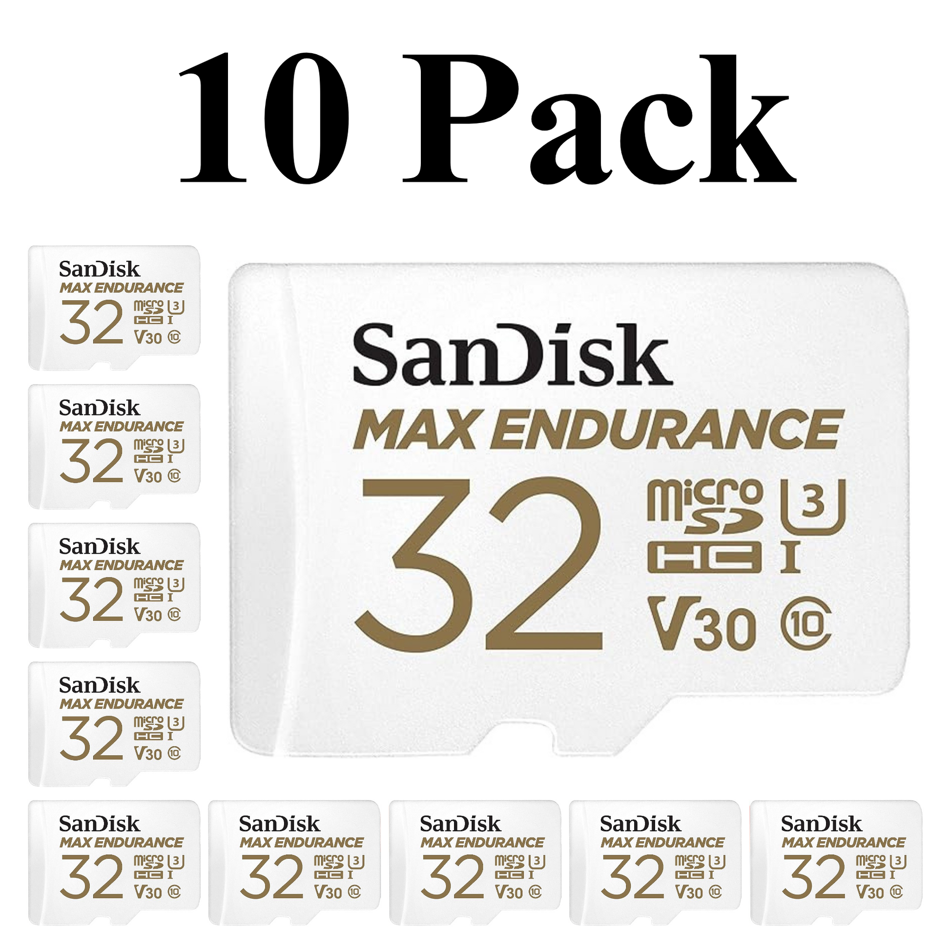 SanDisk Max Endurance MicroSDXC Card 32GB 10-Pack High Durability Memory Card for Video and Dash Cams