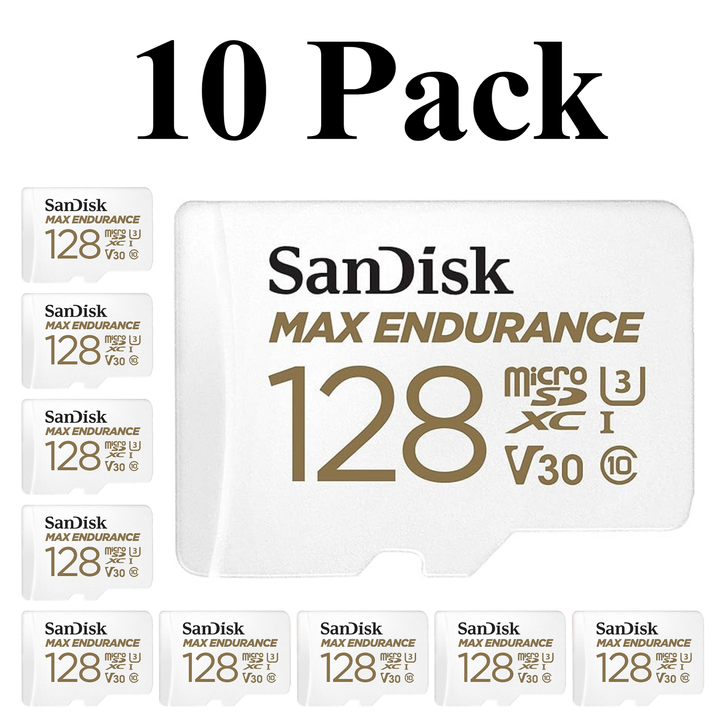 SanDisk Max Endurance MicroSDXC Card 128GB 10-Pack High Durability Memory Card for Video and Dash Cams