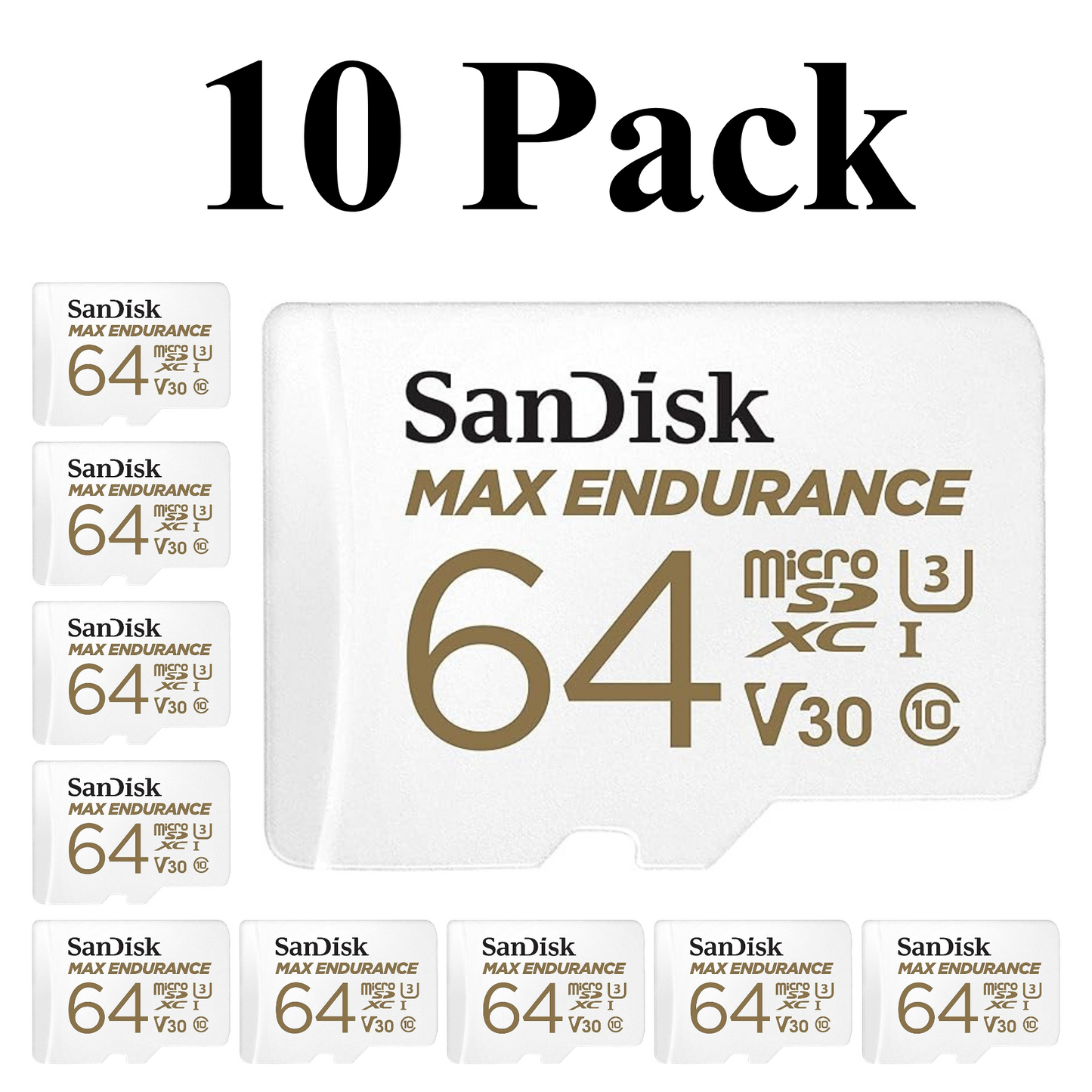SanDisk Max Endurance MicroSDXC Card 64GB 10-Pack High Durability Memory Card for Video and Dash Cams