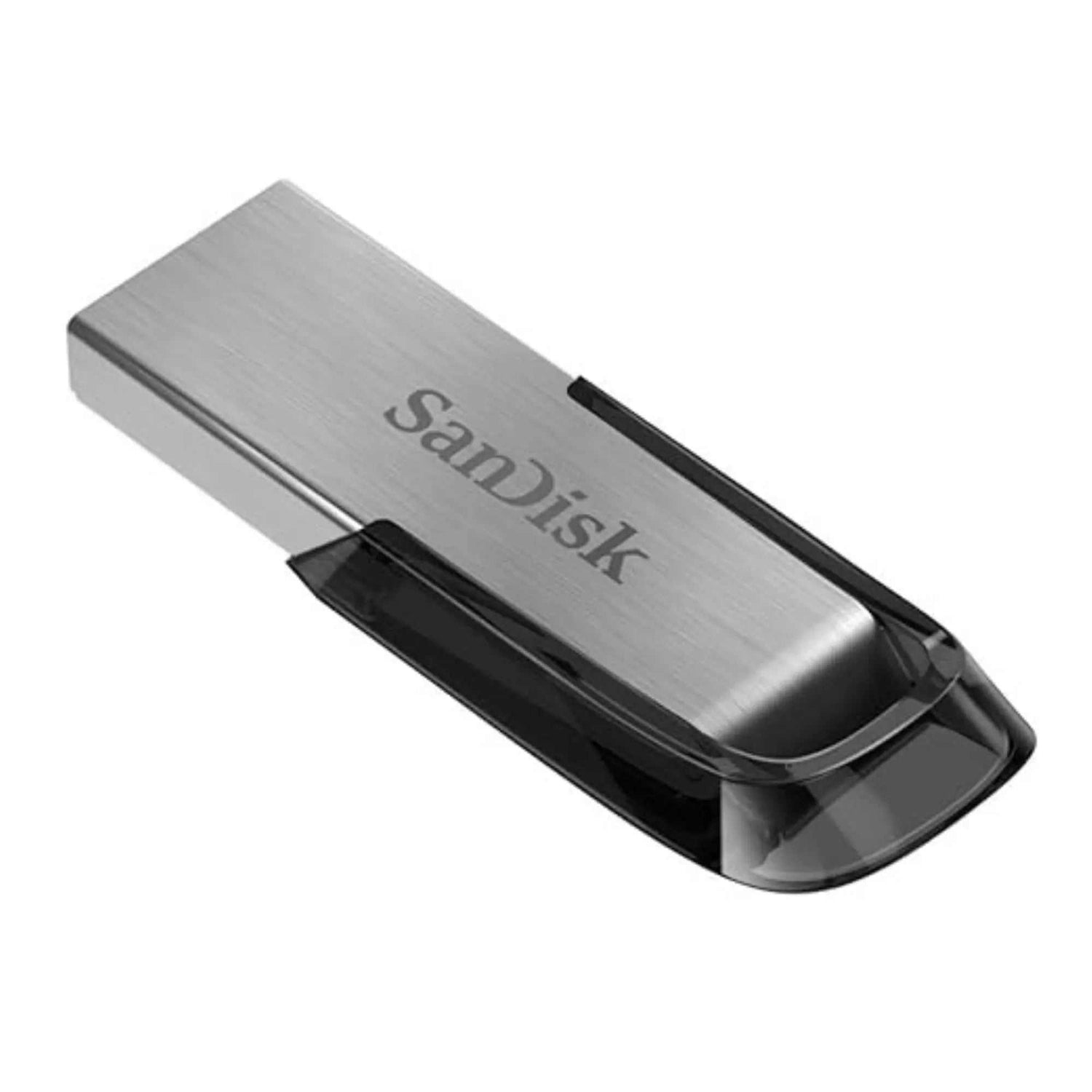 SanDisk Ultra Flair USB 3.0 Flash Drive, sleek metal design, high performance, 150 MB/s read speed.
