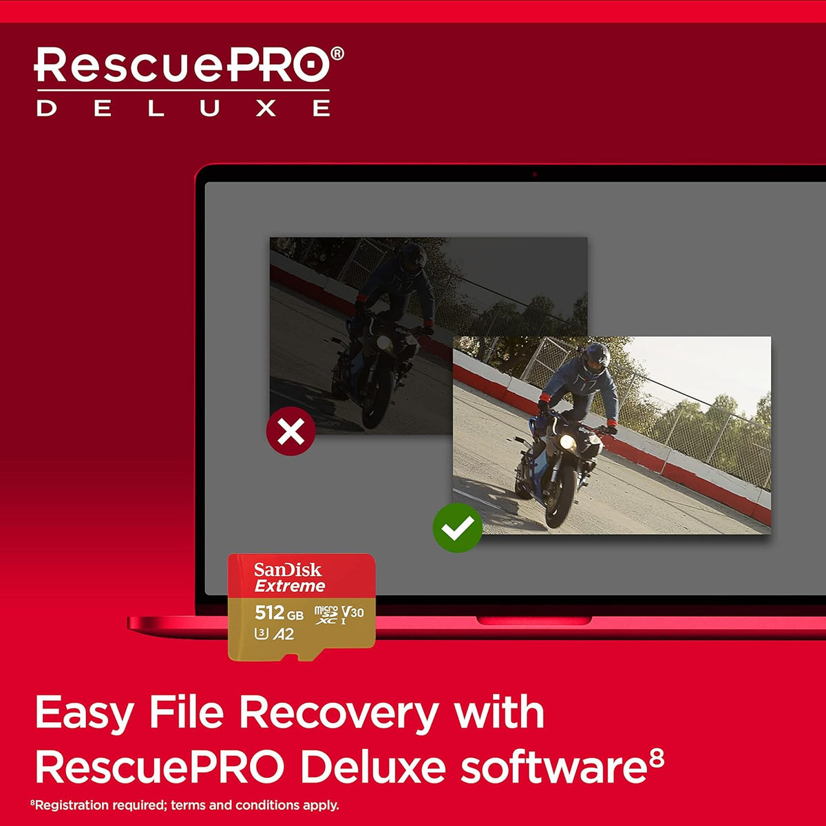 Extreme 512GB microSDXC – RescuePRO Deluxe data recovery software infographic
