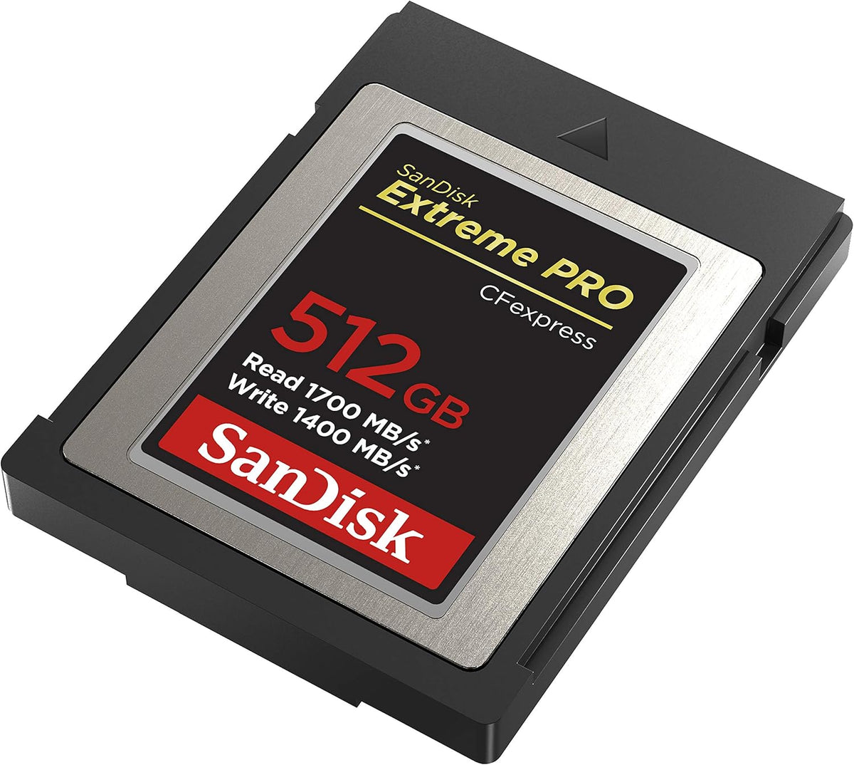 Extreme PRO 512GB CFexpress Type B card – angled view of the card