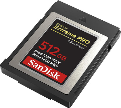 Extreme PRO 512GB CFexpress Type B card – angled view of the card