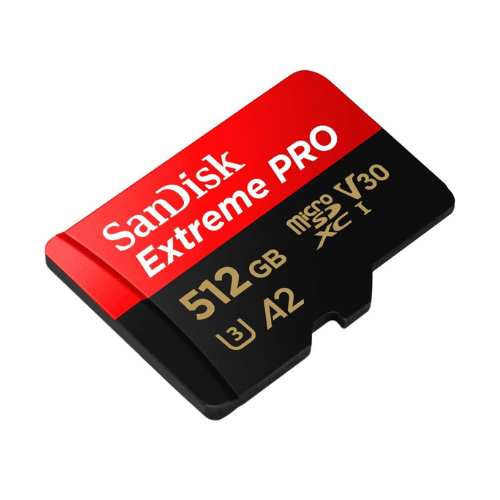 Extreme PRO 512GB microSDXC – angled view of the card