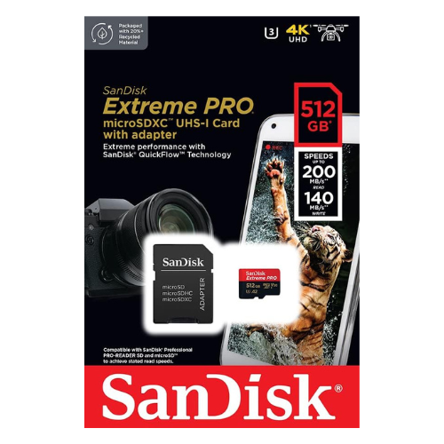 Extreme PRO 512GB microSDXC – card with SD adapter