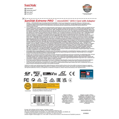 Extreme PRO microSD card – back of retail packaging